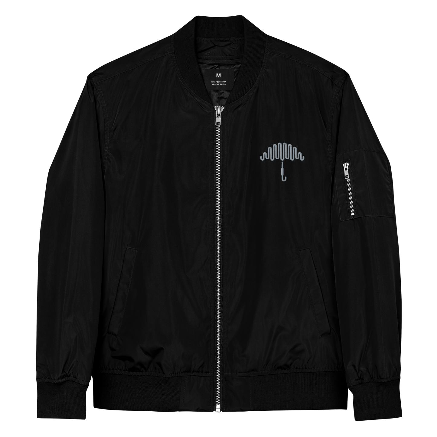 Raincloud Crest Premium Recycled Bomber Jacket Black