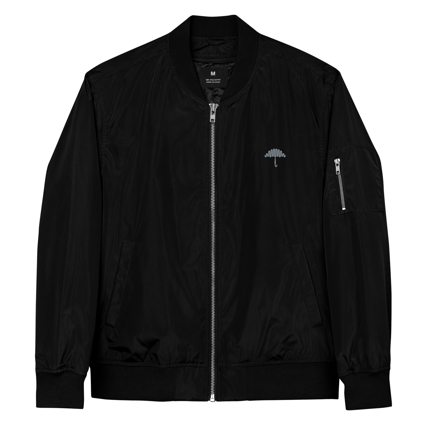 Raincloud Crest Premium Recycled Bomber Jacket Black